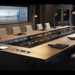Luxury office chair in modern glass building generated by artificial intelligence